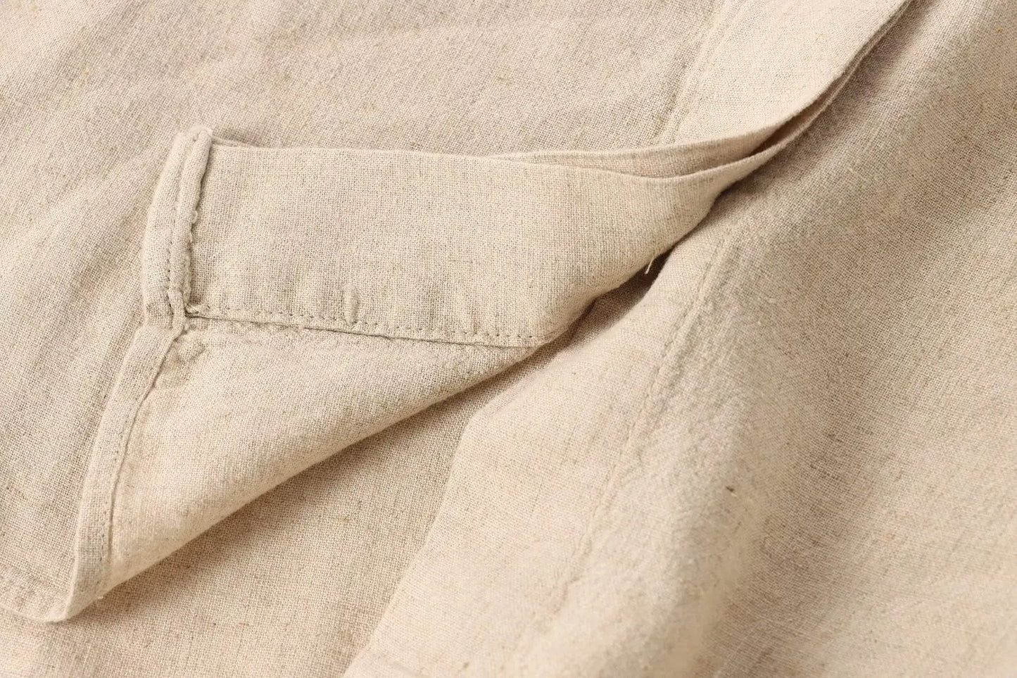Linen Collared Single-Breasted Shirt & Pocketed Wide Leg Pant Set