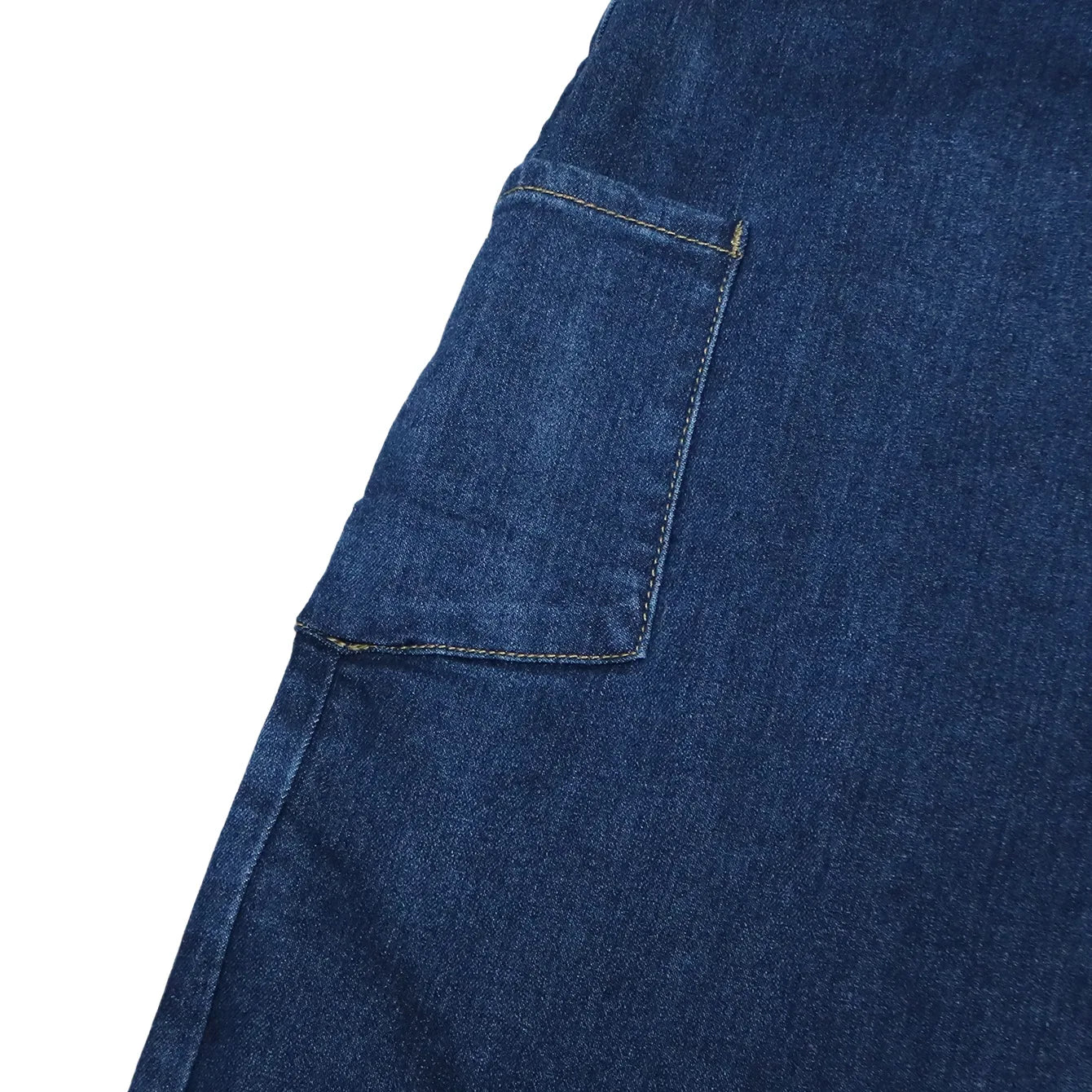 Vintage Asymmetrical Wrap Overlap Washed Denim