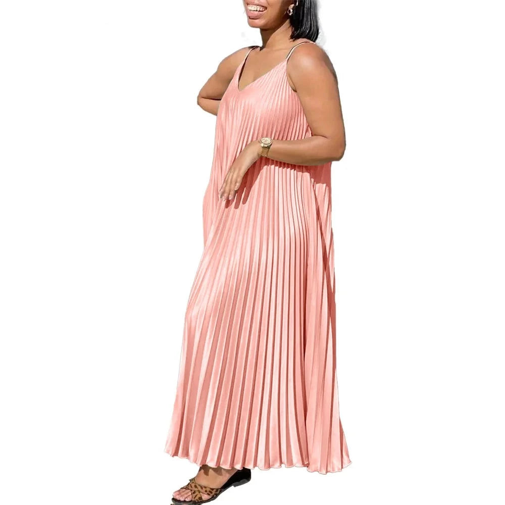 Spaghetti Strap Pleated Slip Dress - Toshe Women's Fashions