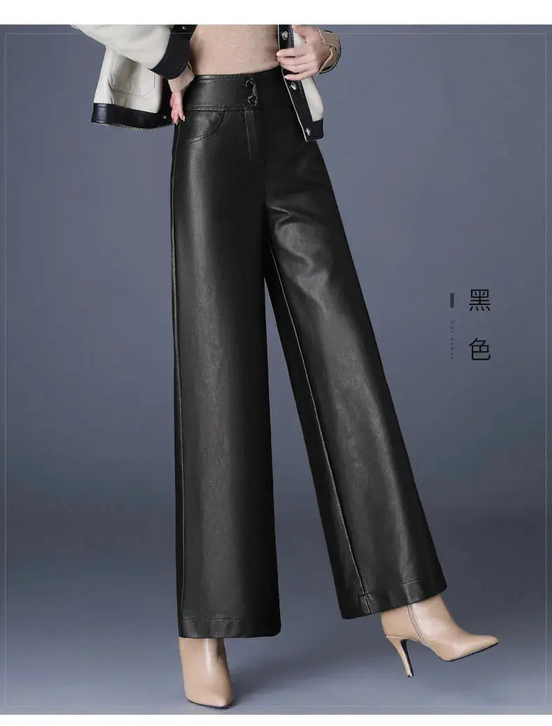 Faux Leather Wide Leg Pant Toshe Women's Fashions