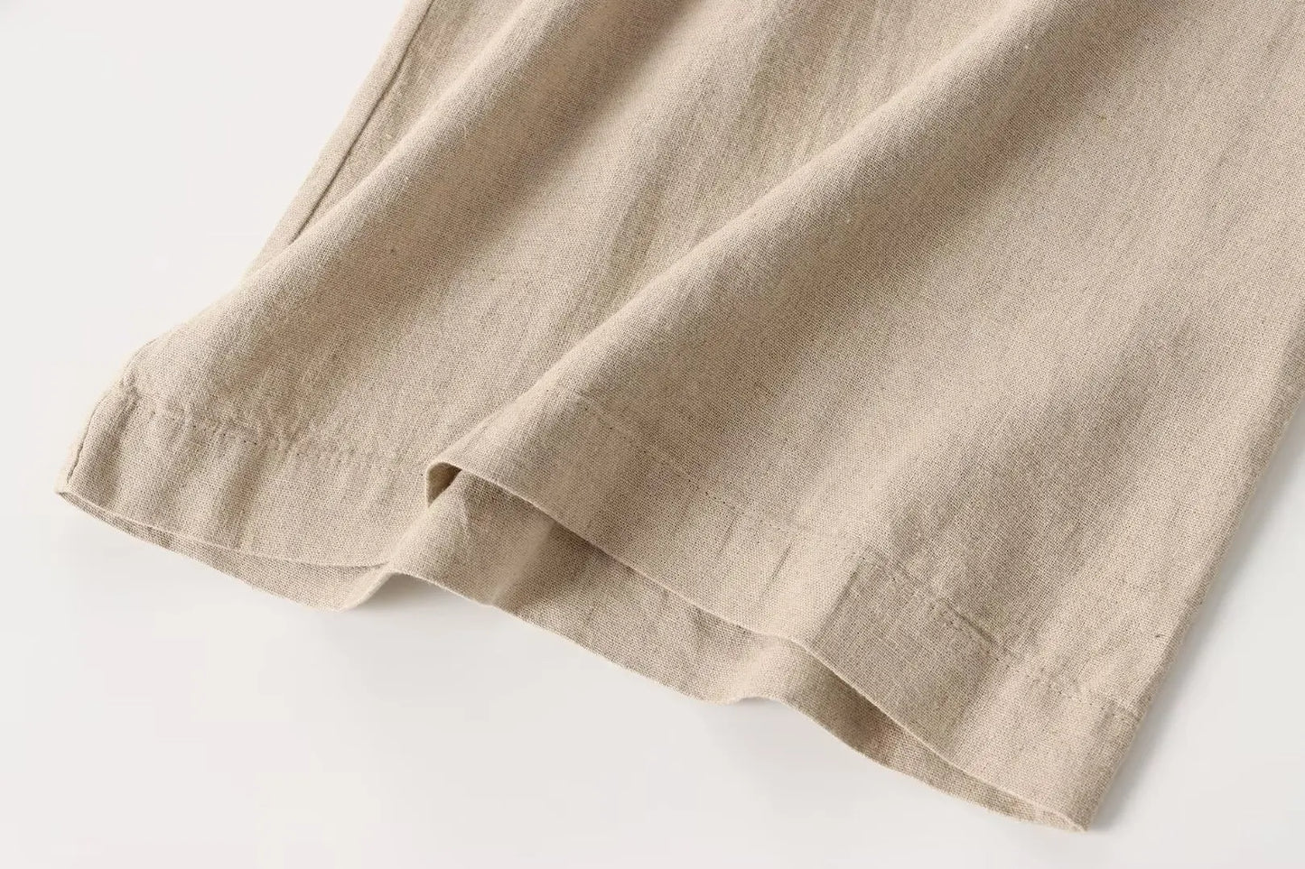 Linen Collared Single-Breasted Shirt & Pocketed Wide Leg Pant Set