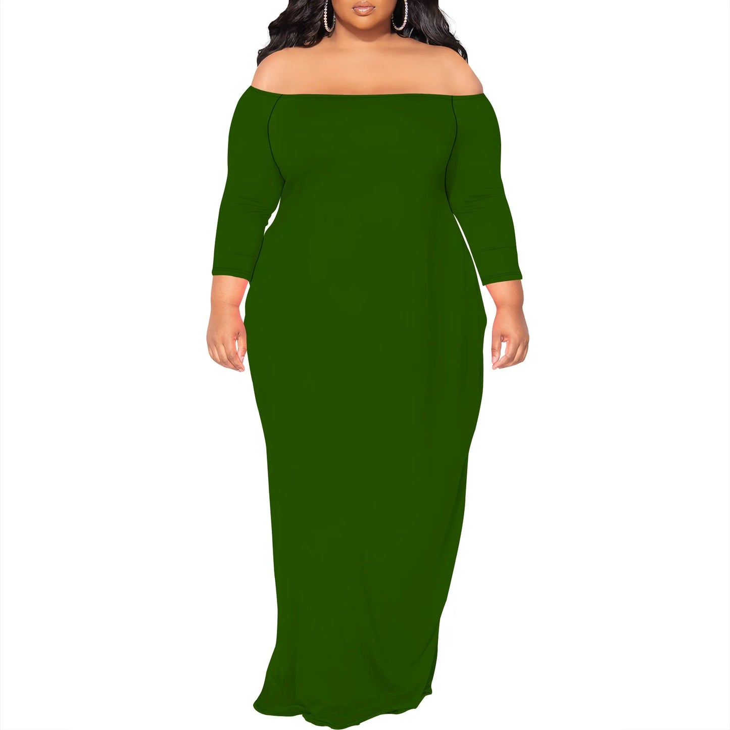 Off-Shoulder Bodycon Fishtail Maxi Dress