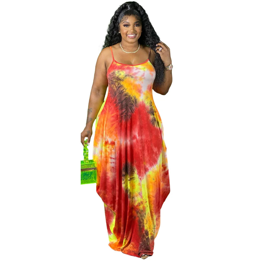 Slip Print Draped Pocketed Maxi Dress