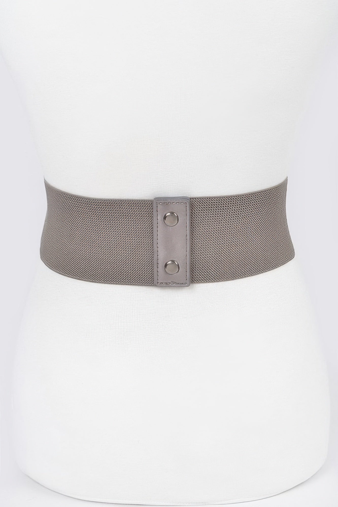 Faux leather eyelet corset elastic belt in black with metal eyelets, designed for women’s fashion by Toshe Women's Fashions.