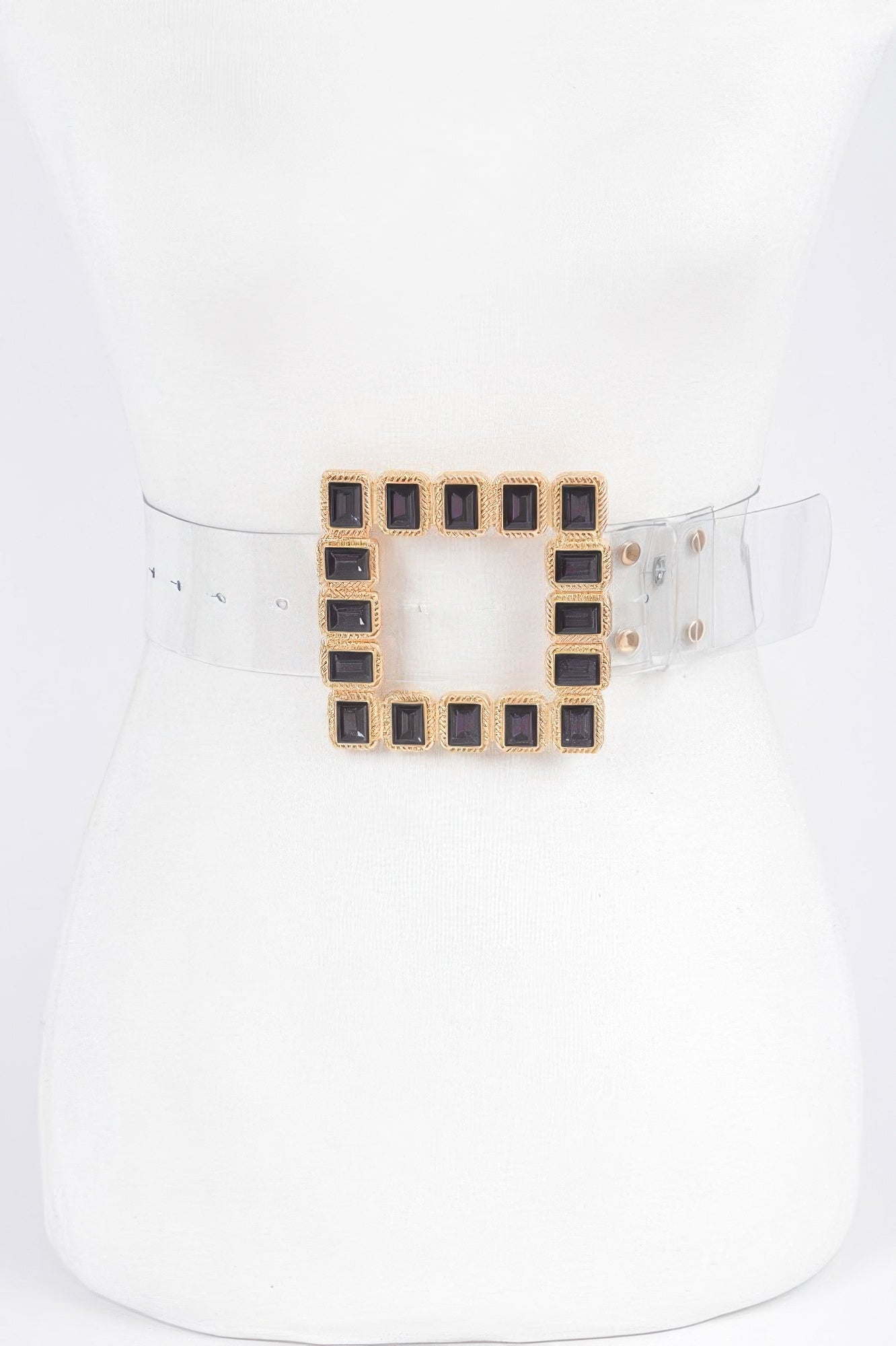 Toshe Women's Fashions Stone Buckle faux leather belt with decorative stone buckle and adjustable strap.