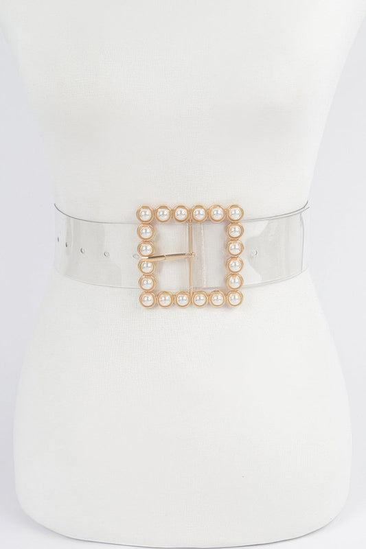 Beaded square belt by Toshe Women's Fashions featuring intricate beadwork and a stylish square buckle design.