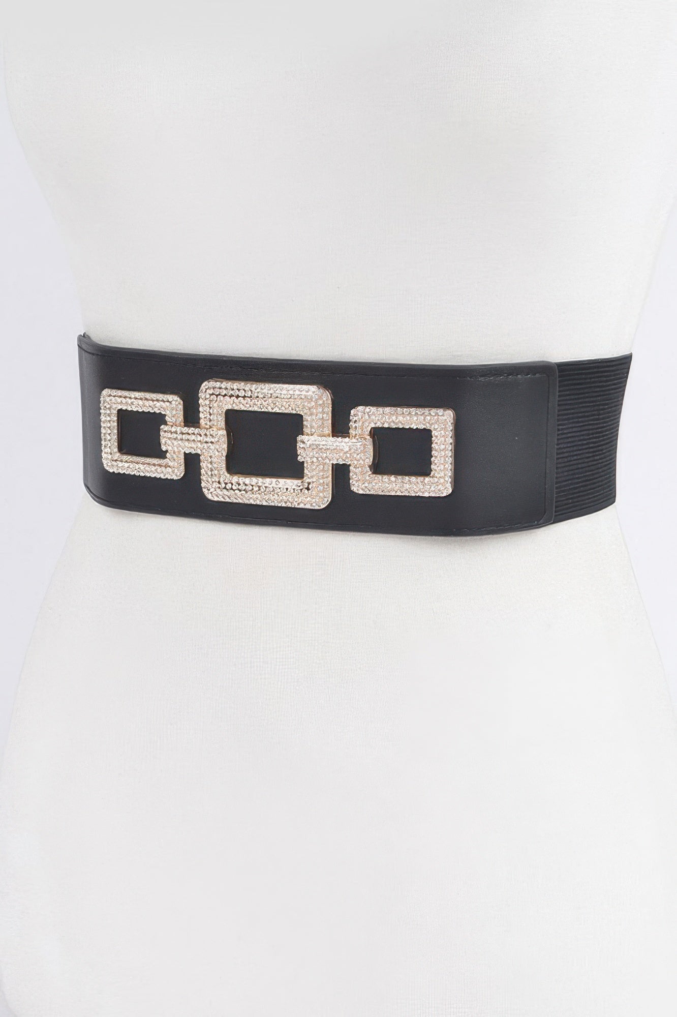 Rhinestone link elastic belt by Toshe Women's Fashions featuring sparkling rhinestones and adjustable stretch fit.
