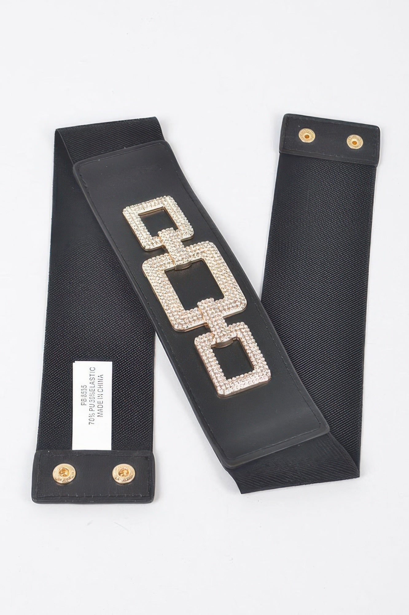 Rhinestone link elastic belt by Toshe Women's Fashions featuring sparkling rhinestones and stretchy elastic band for stylish wear.
