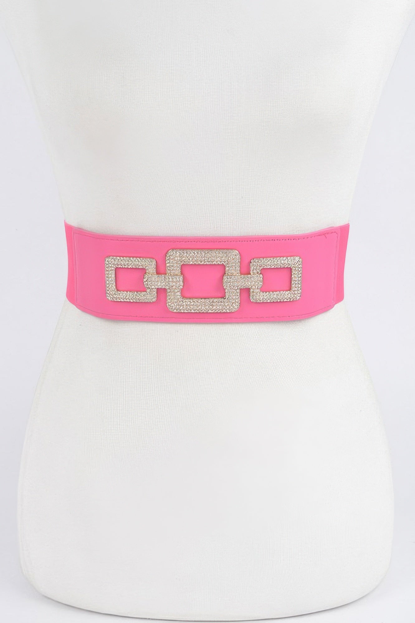 Rhinestone link elastic belt with sparkling stones, designed for women, by Toshe Women's Fashions.