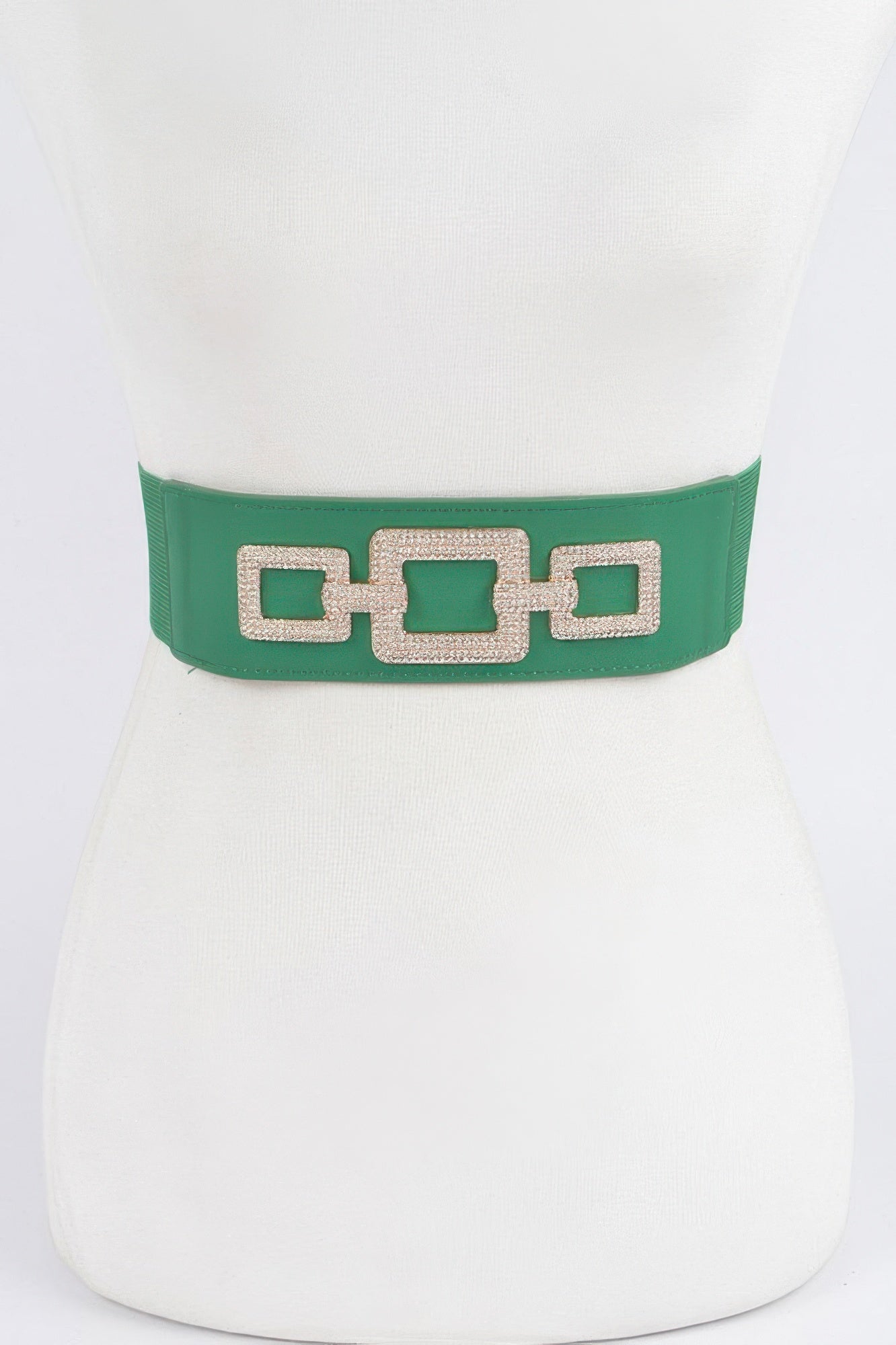 Rhinestone link elastic belt by Toshe Women's Fashions featuring sparkling rhinestones and a flexible, stylish design.