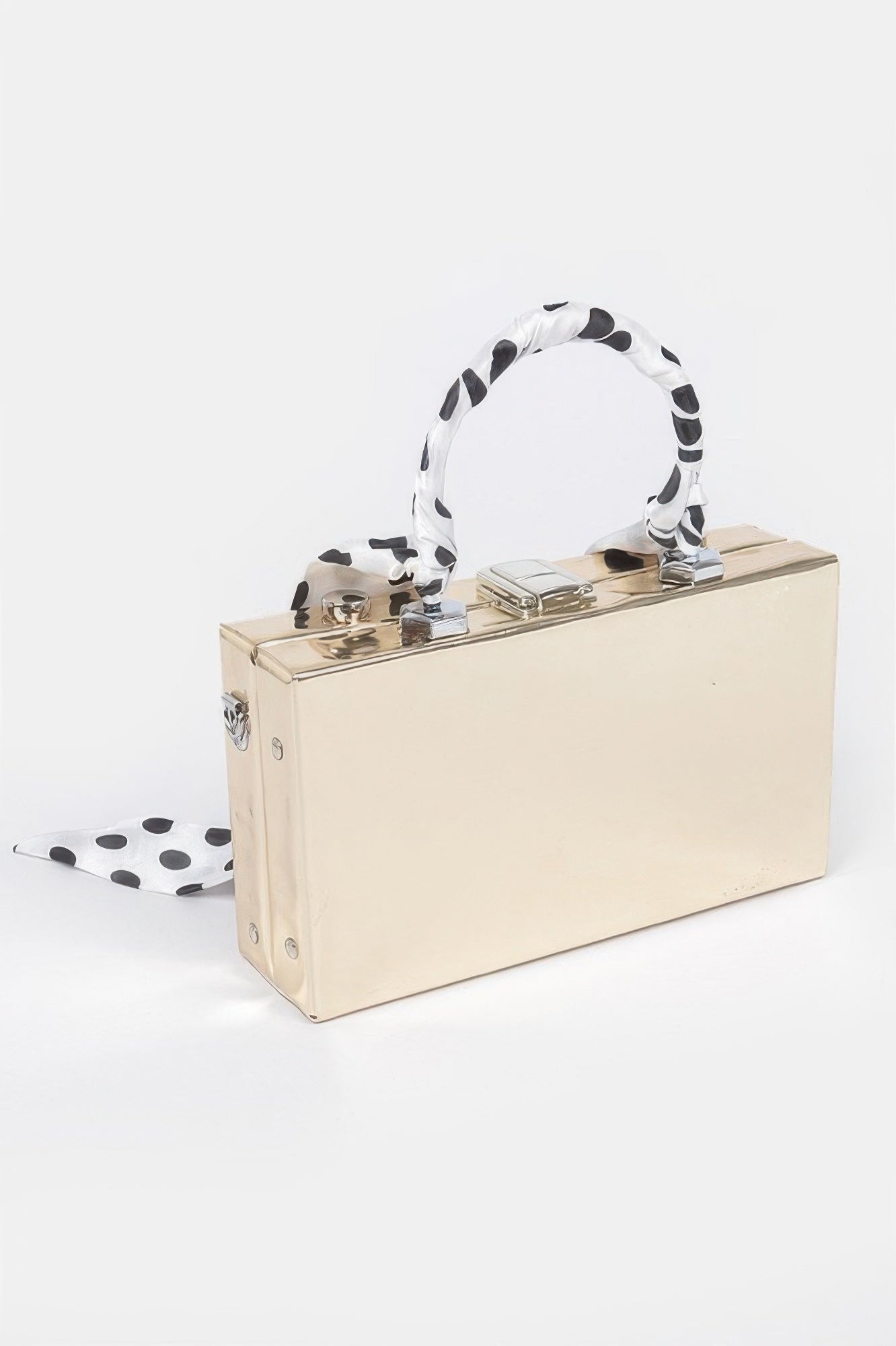 Vegan leather clear top-handle camera clutch bag with mirror detail by Toshe Women's Fashions.