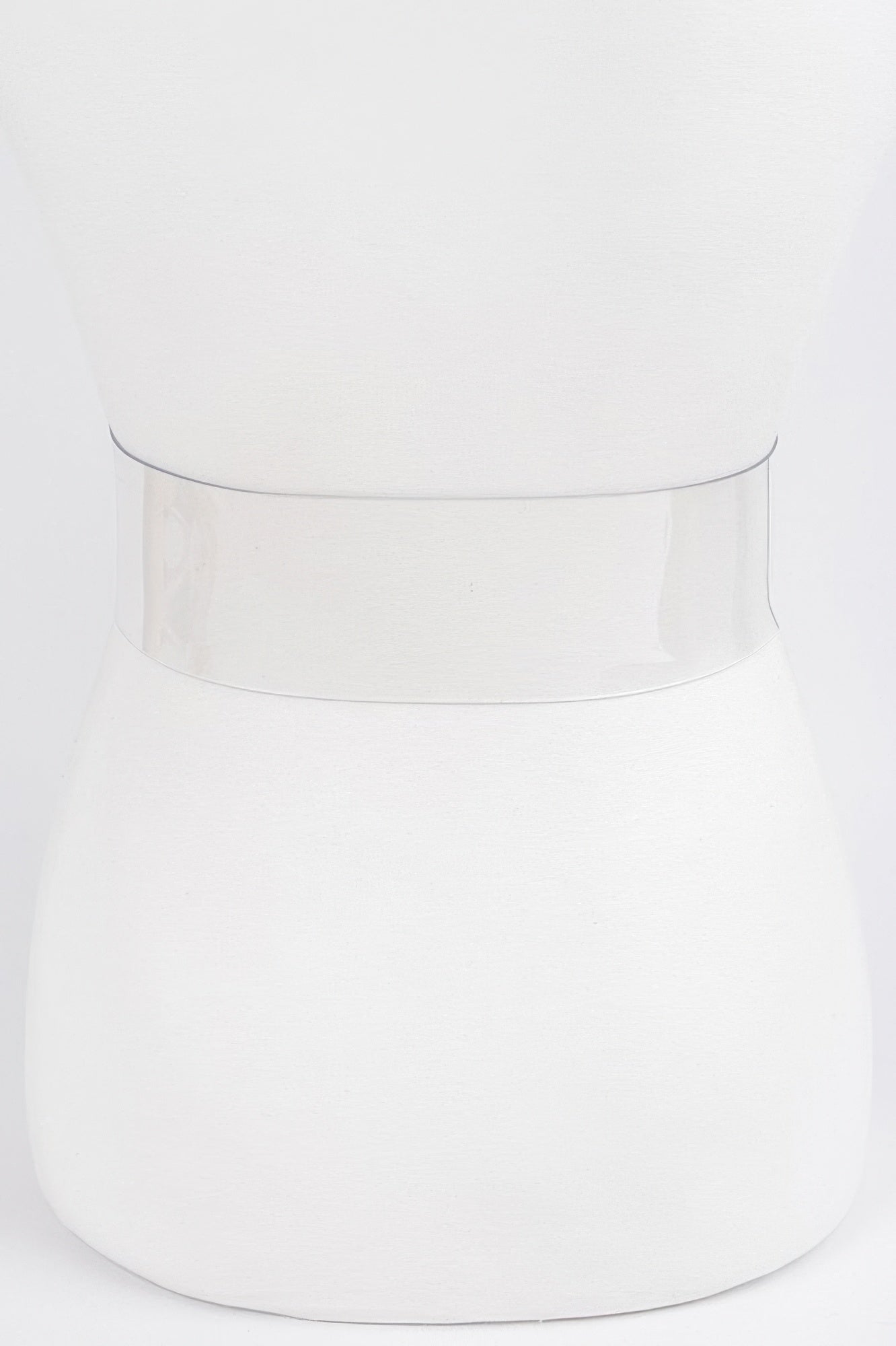 Clear belt with metal buckle from Toshe Women's Fashions, featuring a sleek and modern design.