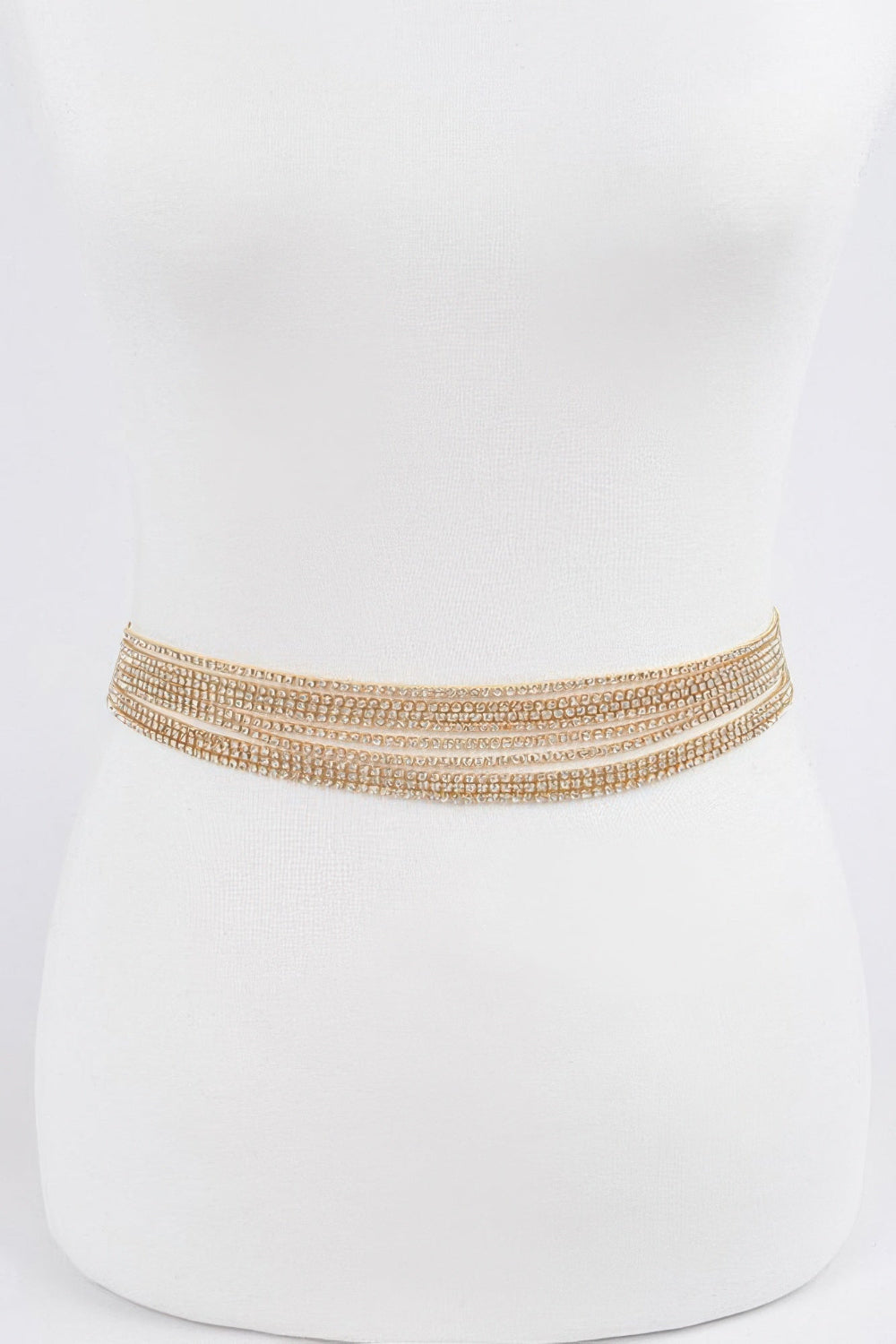Gold draped wrap belt from Toshe Women's Fashions, featuring elegant fabric and stylish design, displayed on a neutral background.