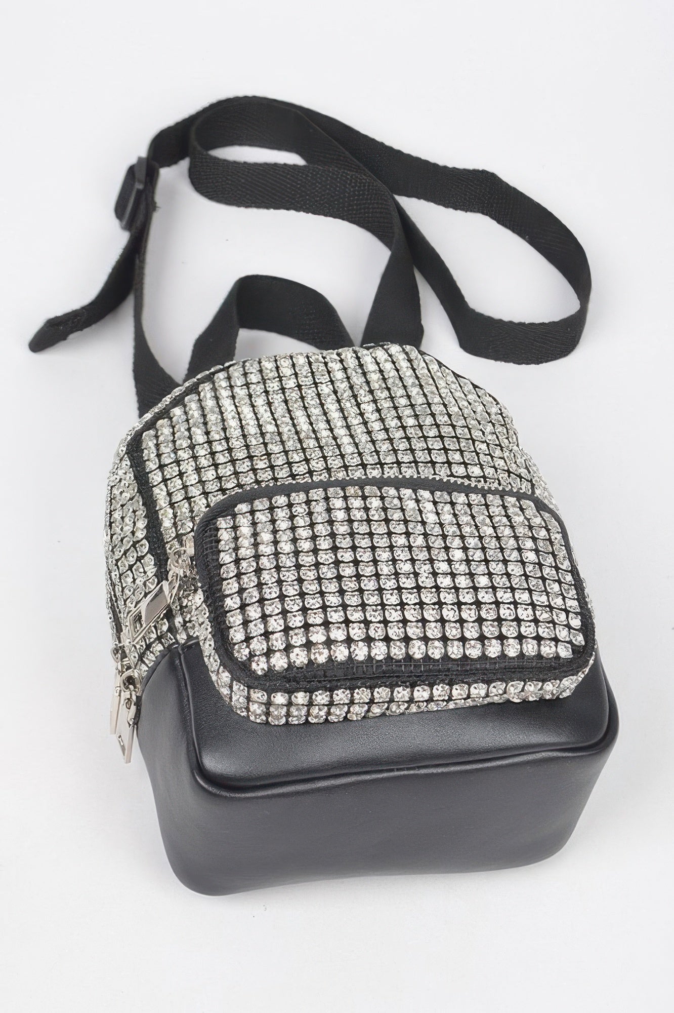 Rhinestone crossbody bag with sparkling embellishments, stylish Toshe Women's Fashions accessory for evening or casual wear.