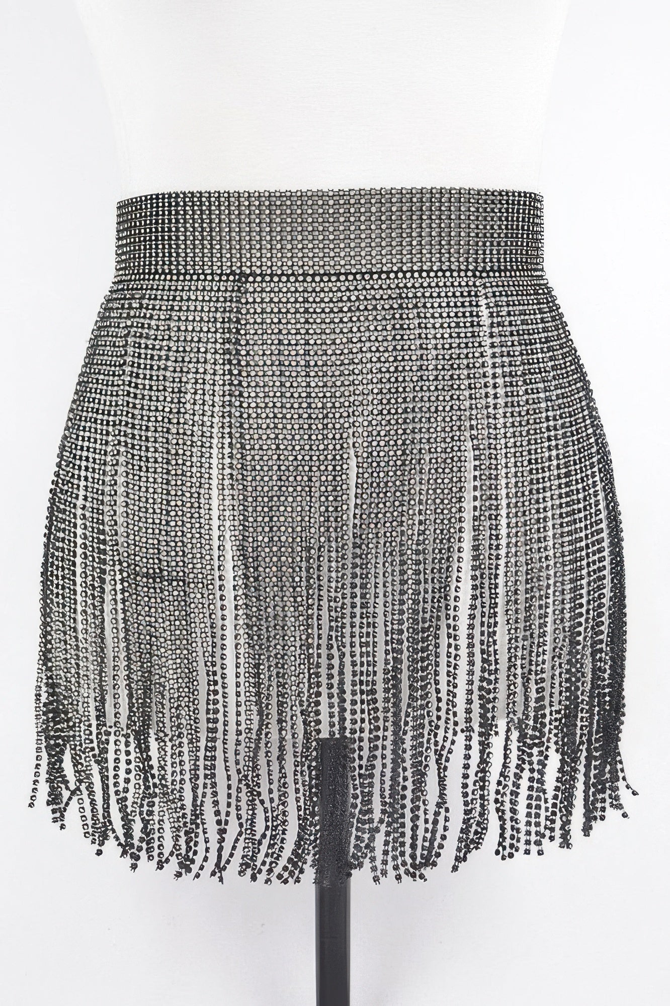 Shiny rhinestone fringe belt from Toshe Women's Fashions featuring sparkling embellishments and flowing fringe design.