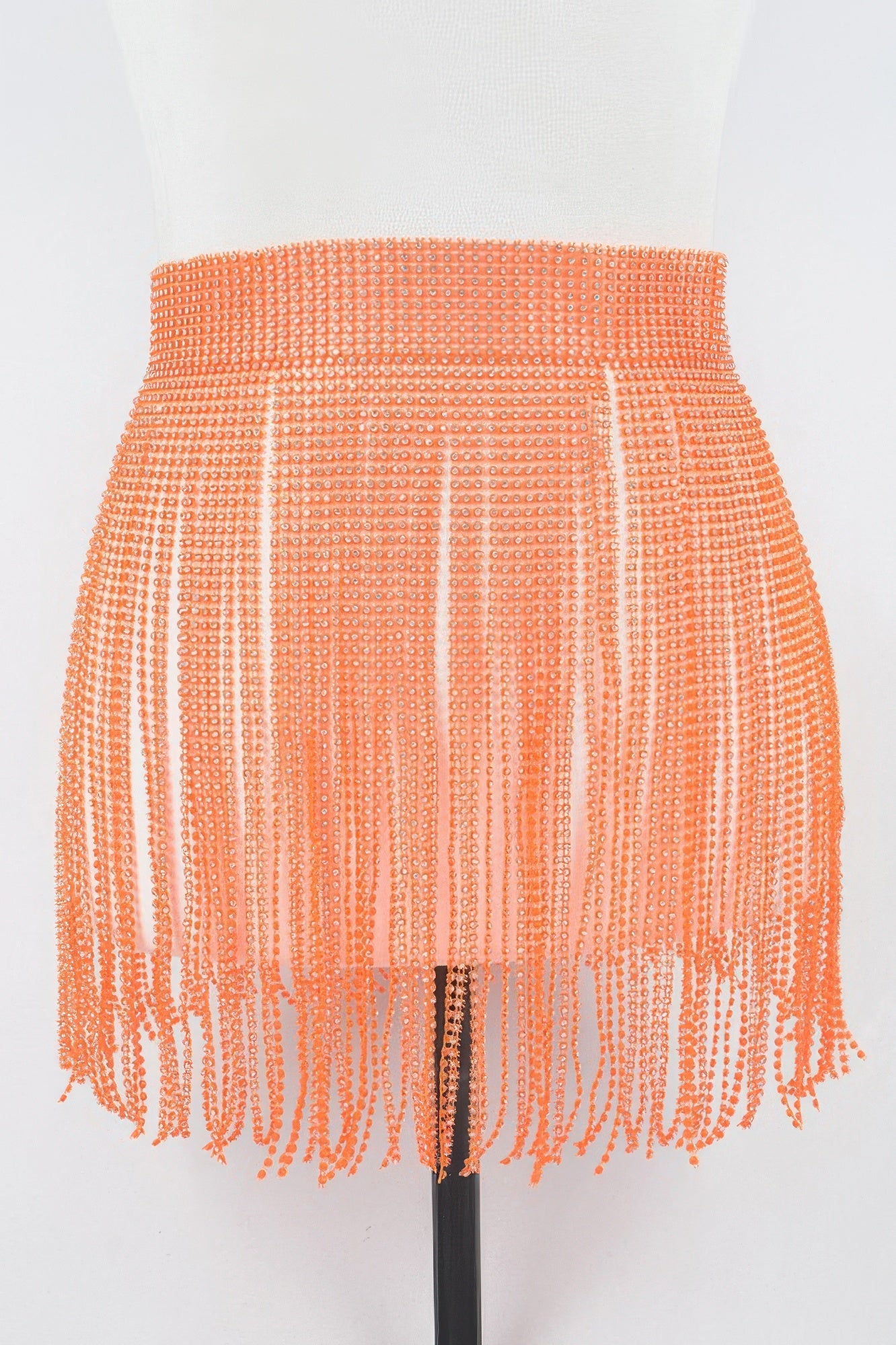 Rhinestone fringe belt by Toshe Women's Fashions featuring sparkling rhinestones and flowing fringe details.