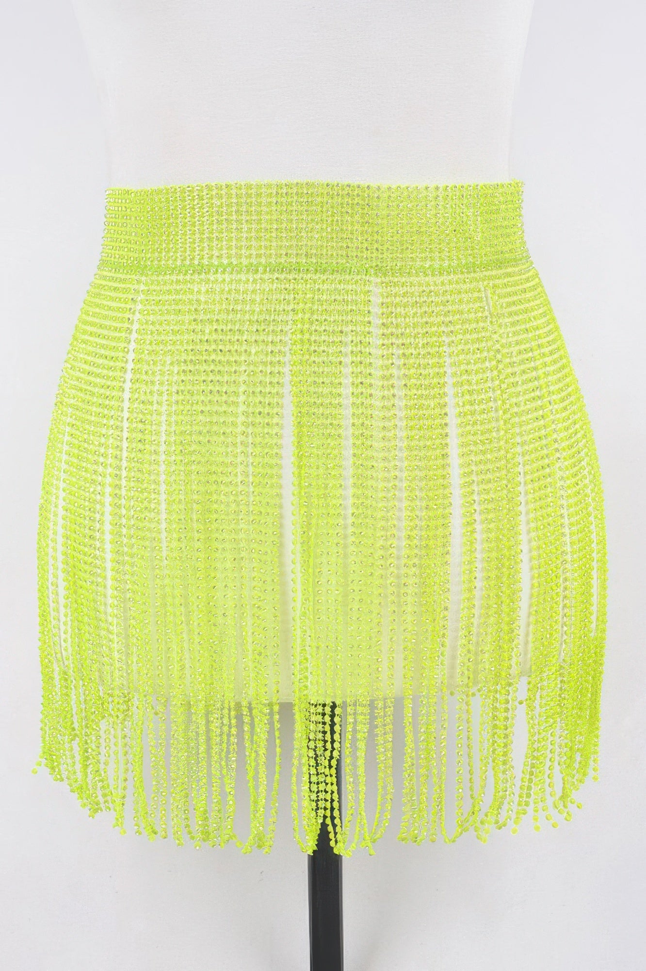Sparkling rhinestone fringe belt by Toshe Women's Fashions, featuring shimmering stones and flowing fringe detail.
