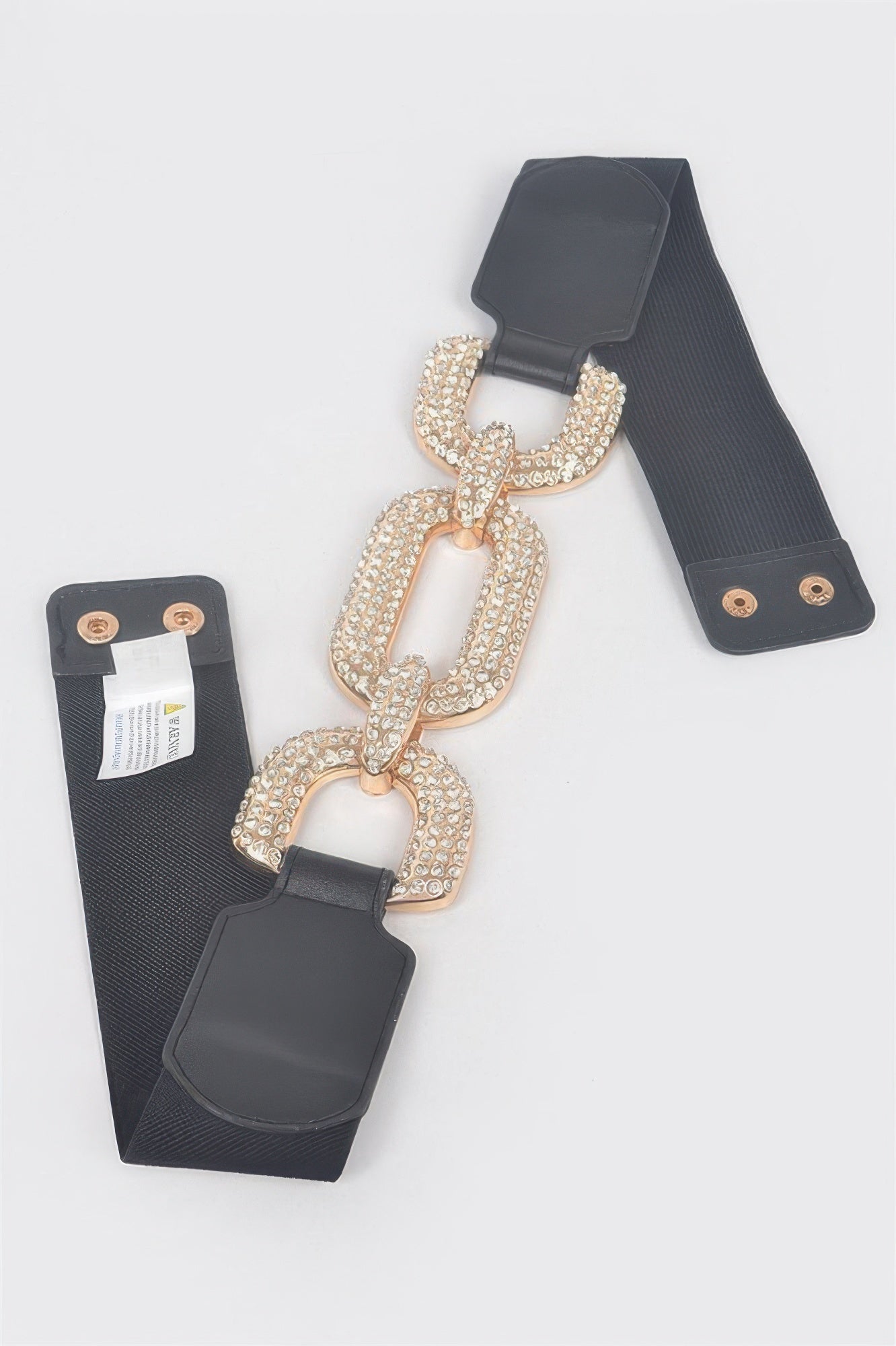 Toshe Women's Fashions metal elastic waist belt with rhinestones, stylish accessory with adjustable fit and decorative sparkle.