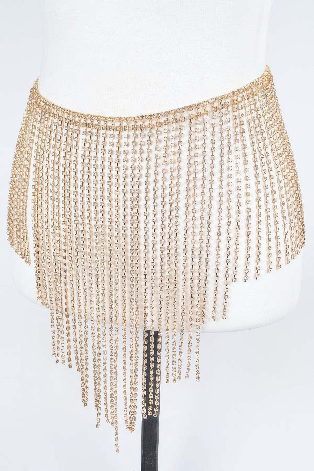 Rhinestone belt with decorative fountains design from Toshe Women's Fashions, featuring sparkling embellishments and a sleek buckle.