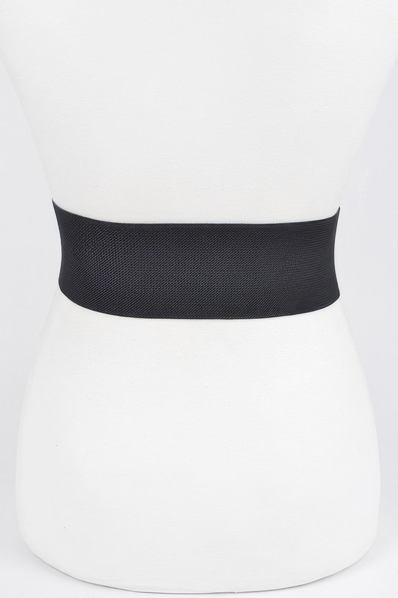 Big metal buckle stretch belt from Toshe Women's Fashions, featuring a sleek design and adjustable fit.