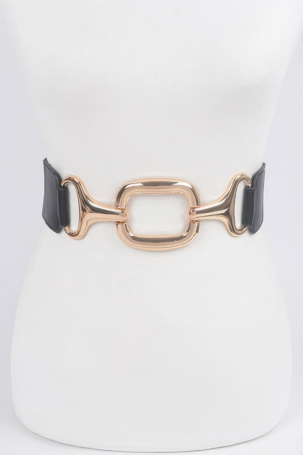 Multi metal buckle stretch belt from Toshe Women's Fashions, featuring a flexible design and stylish metal buckle detail.