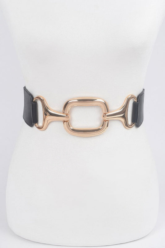 Multi metal buckle stretch belt from Toshe Women's Fashions, featuring a flexible design and stylish metal buckle detail.