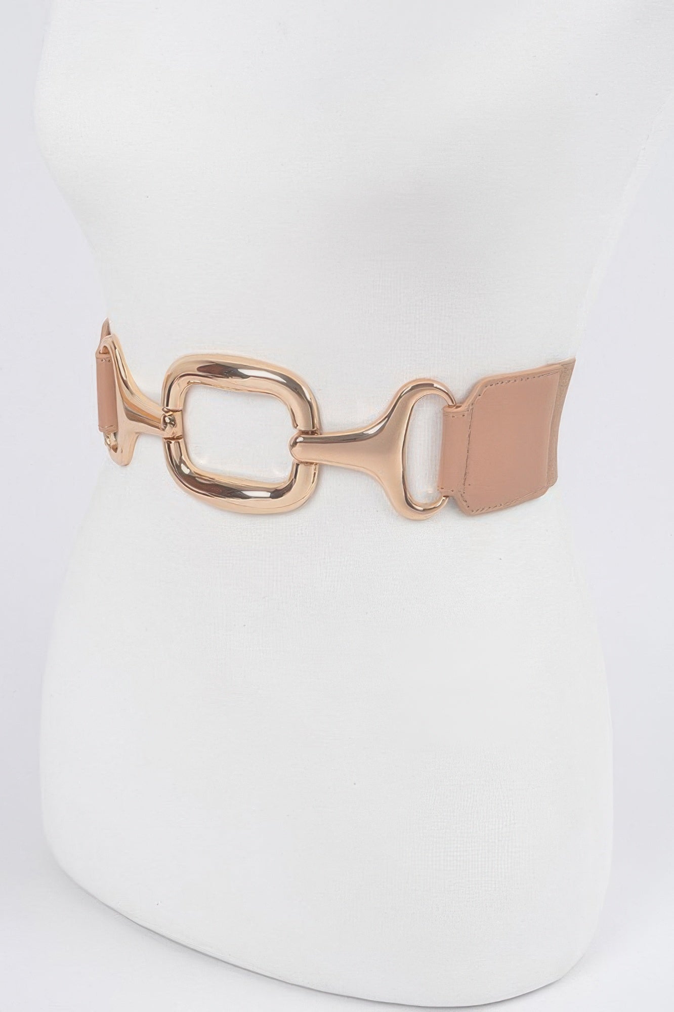 Toshe Women's Fashions multi-metal buckle stretch belt with adjustable fit and stylish design, shown on a neutral background.