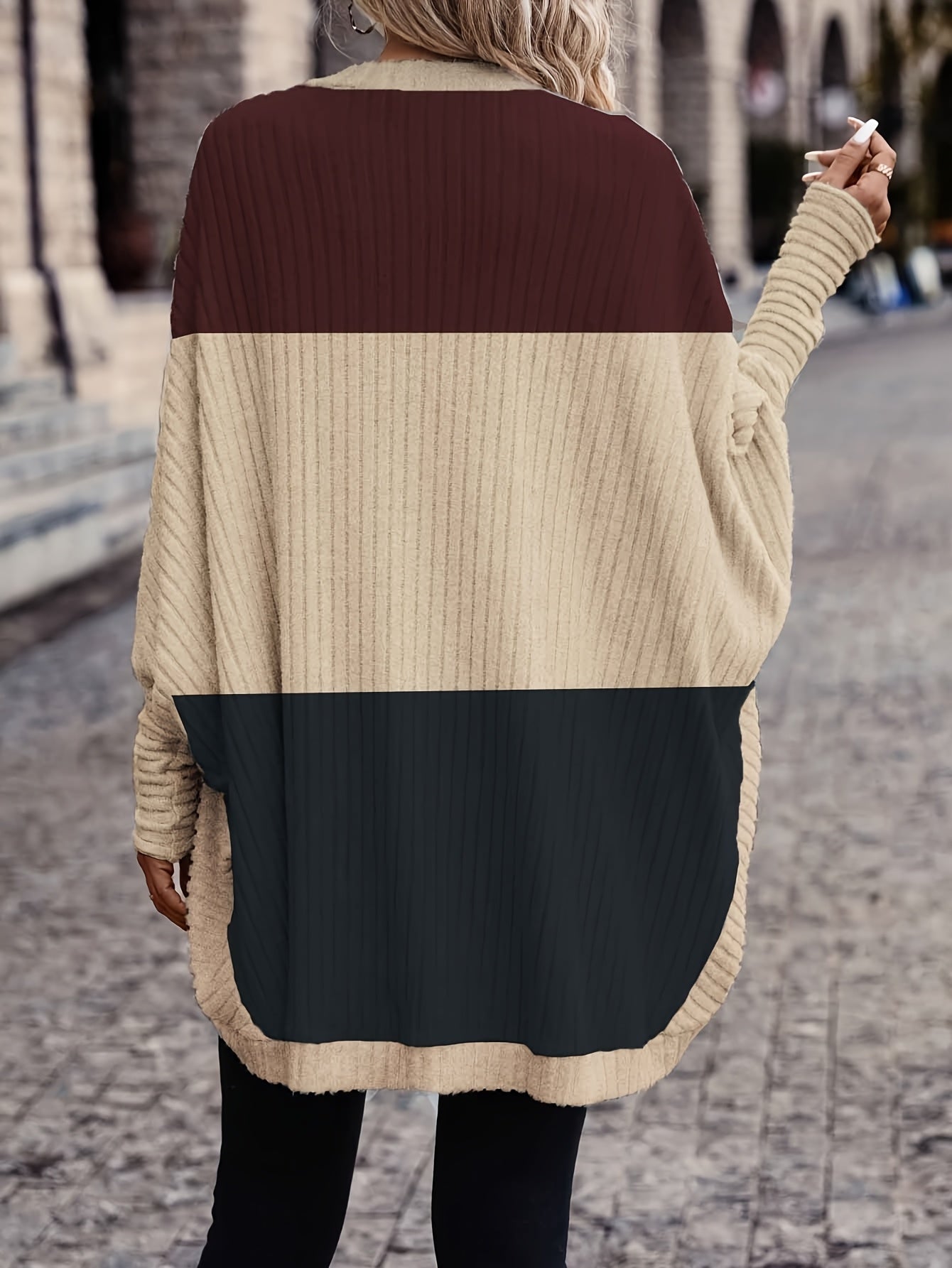 Color-Block Bat Wing Cardigan