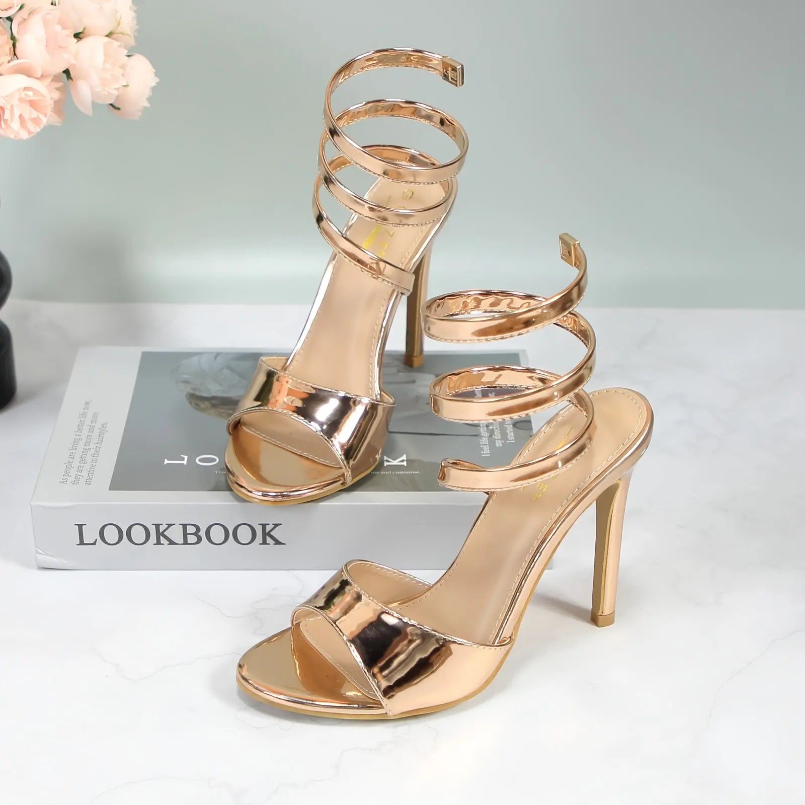 Spiral Wrap Up Strappy Sandals Toshe Women's Fashions