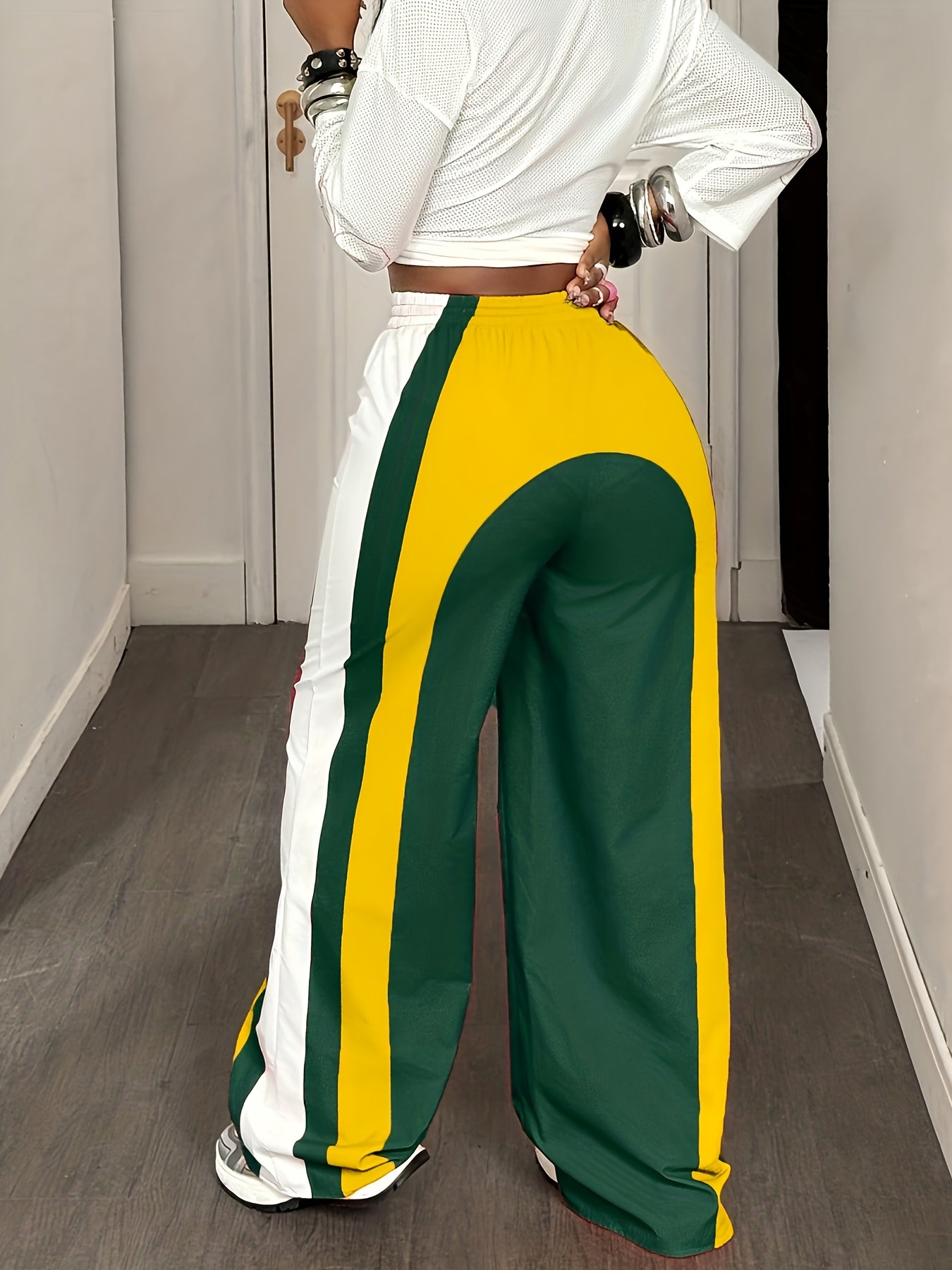 Color block Extra Wide Drawstring Pants