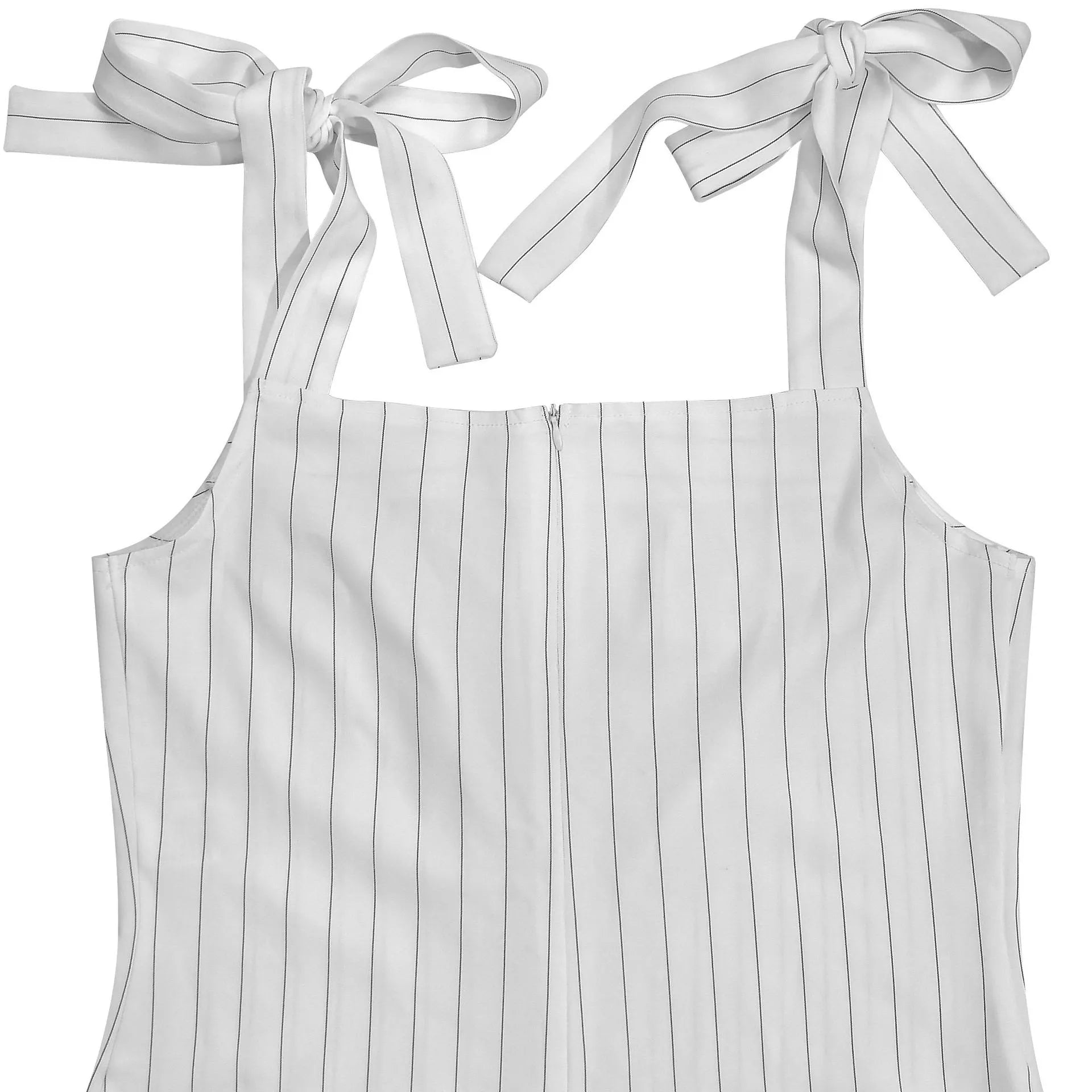 Striped tie-shoulder wide-leg jumpsuit from Trendsi, featuring a fashionable design with shoulder straps and flowing wide legs.
