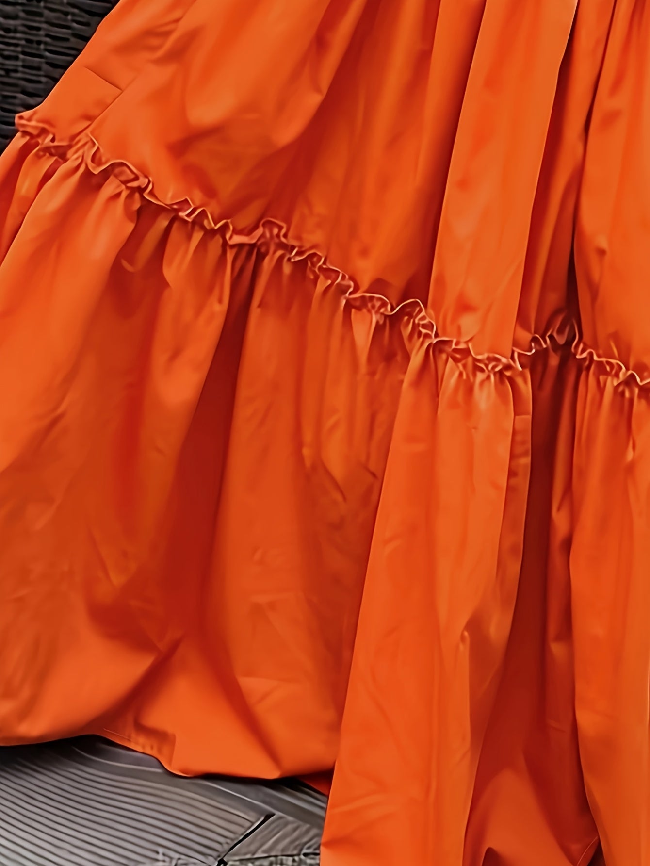 Bright Orange Cinched Waist Midi Dress – Flowy, Feminine & Sun-Kissed