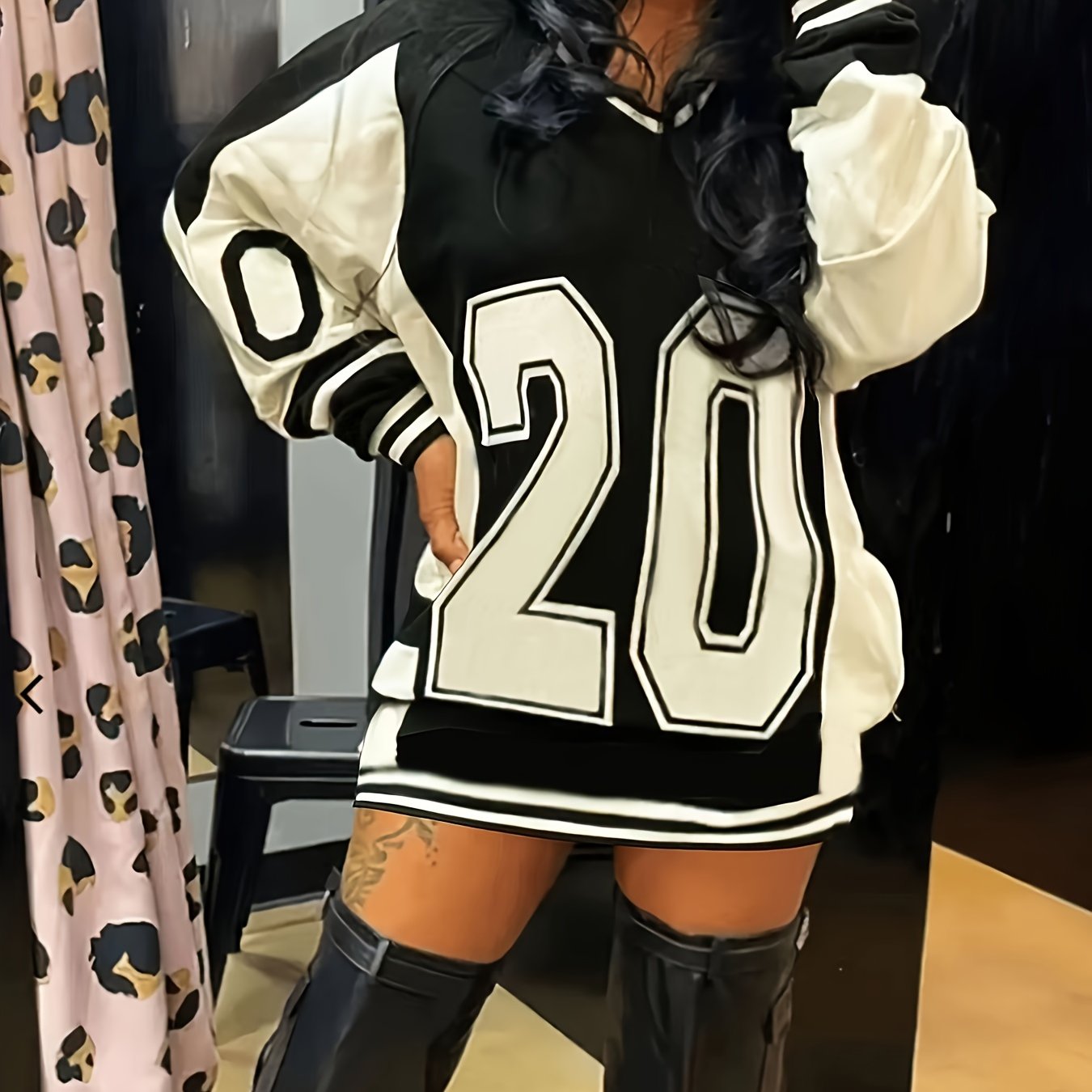 '20' Jersey Style V-Neck Mini Dress
