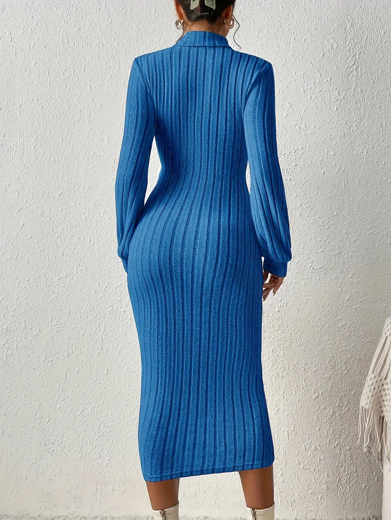 Elegant Long-Sleeve Turtleneck Bodycon Dress Temu