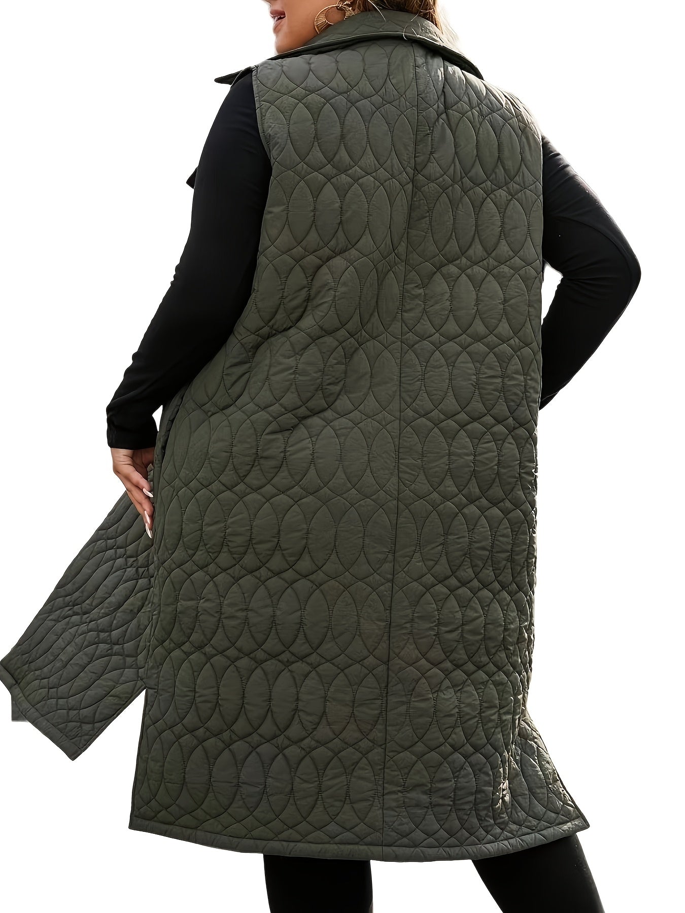Quilted Army Green Sleeveless Vest