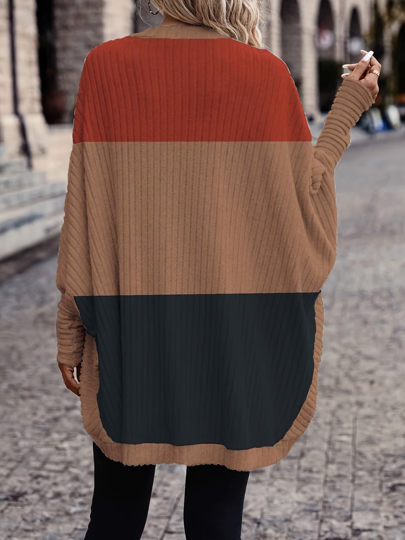 Color-Block Bat Wing Cardigan