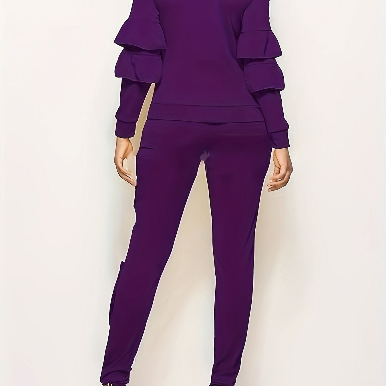 Ruffle-Sleeve Sweatshirt & Jogger Pants Tracksuit Set
