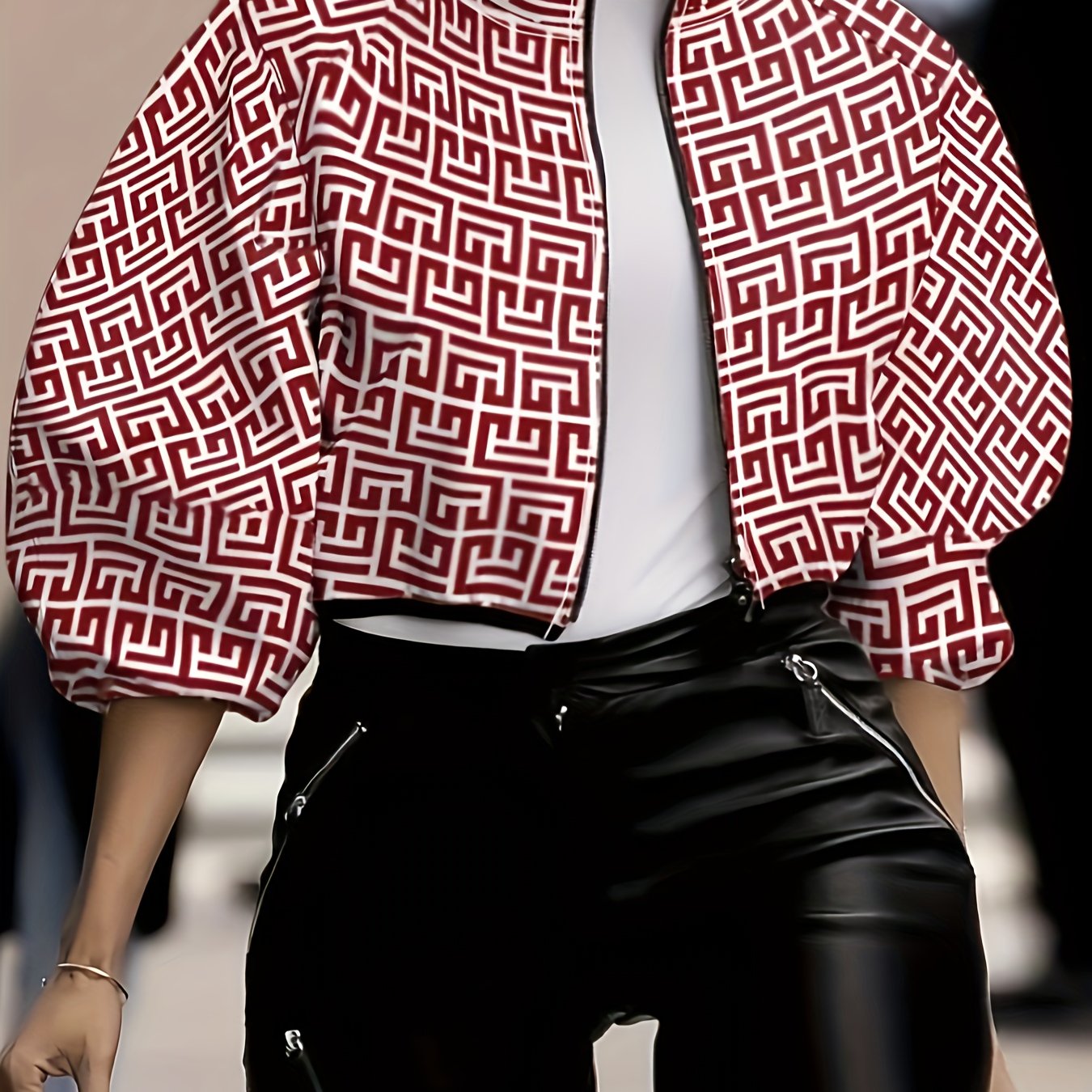 Color Block Stand Collar Zipper Jacket