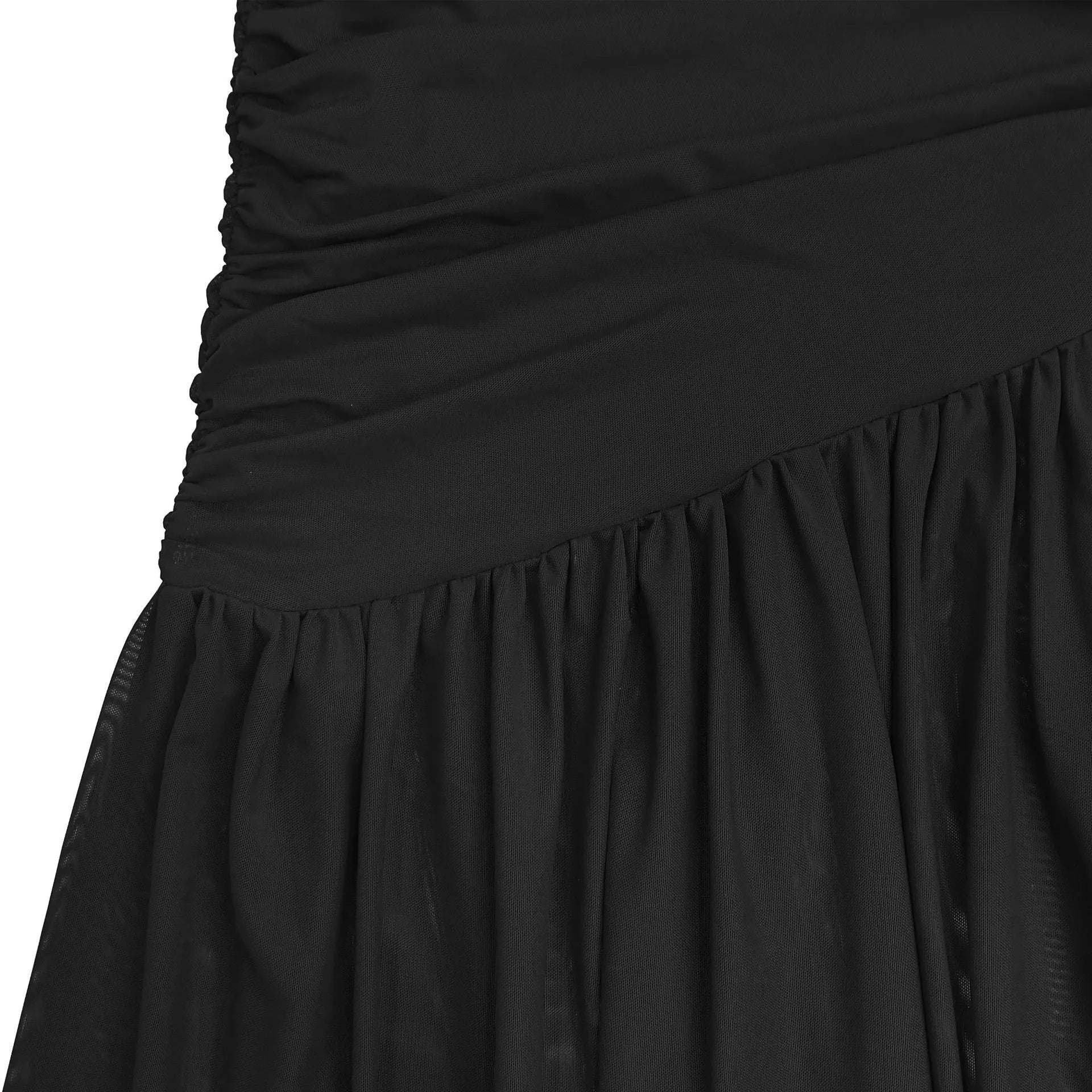 One-shoulder ruched bodycon maxi dress by Trendsi, featuring fitted silhouette and elegant design.