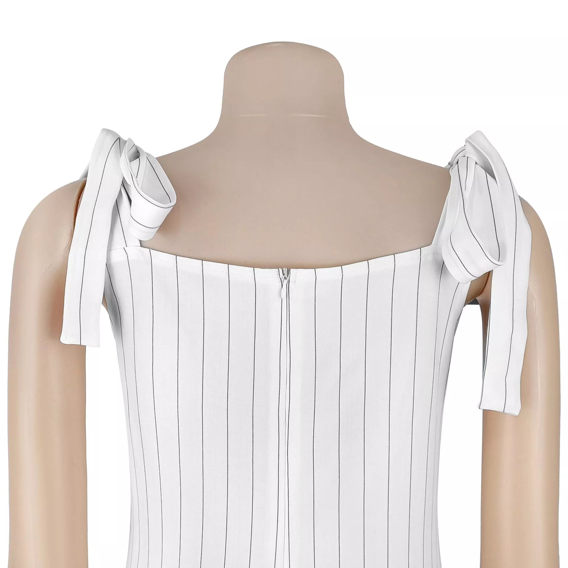 Striped tie-shoulder wide-leg jumpsuit by Trendsi, featuring a stylish design with a comfortable fit and bold vertical stripes.