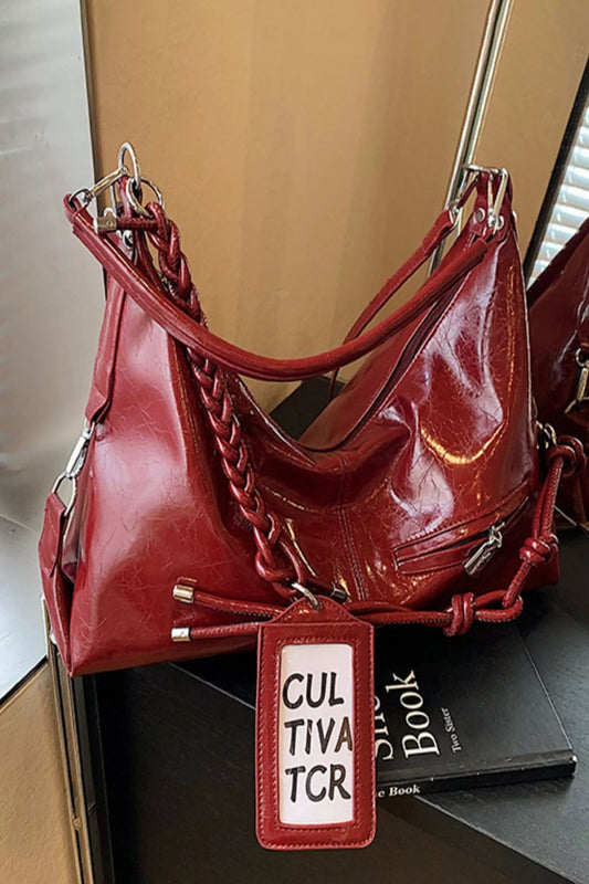 Vintage braided strap shoulder handbag with woven design, trendy and stylish, perfect for casual or everyday use.