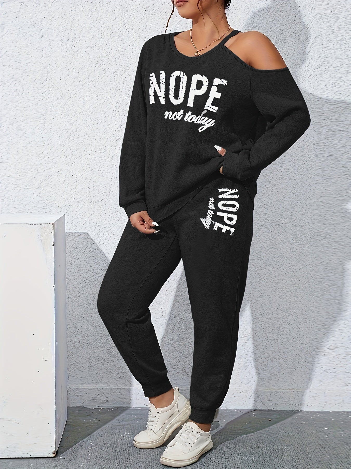 'Nope, Not Today' Open Shoulder Lounge Set