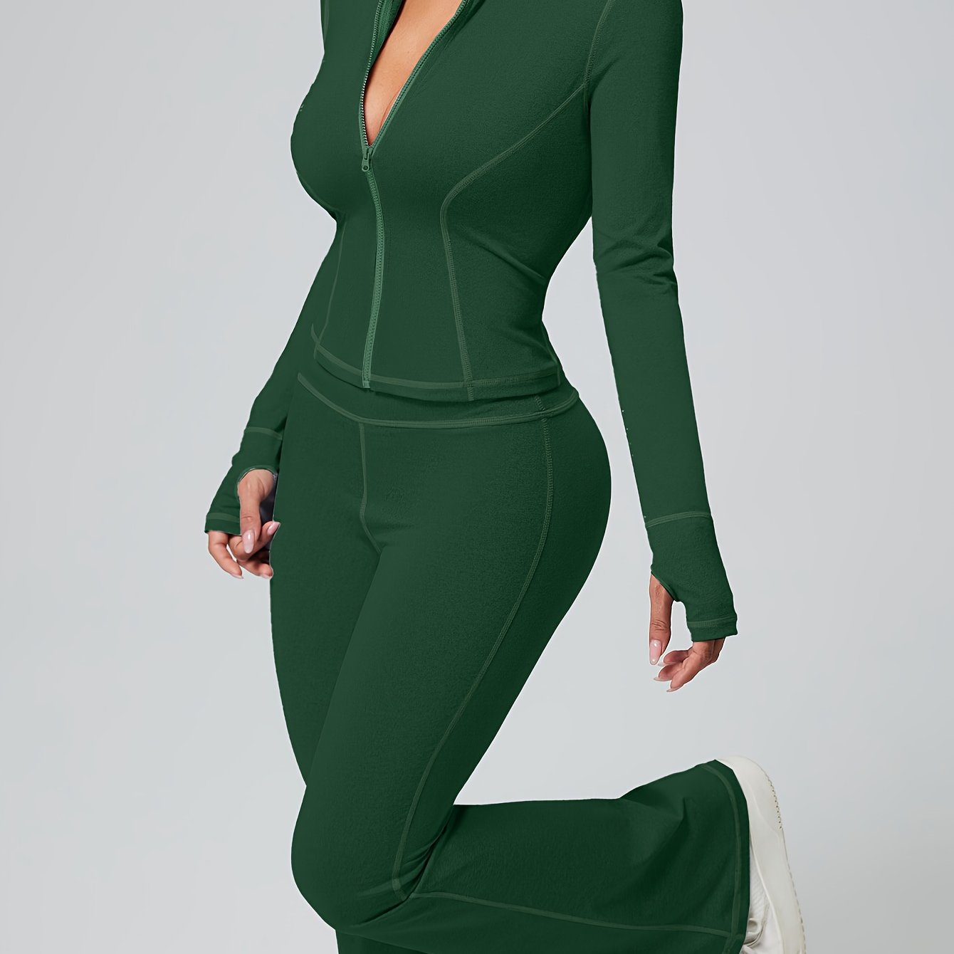 Fitted Sports Jacket & High-Waisted Flared Pants Set