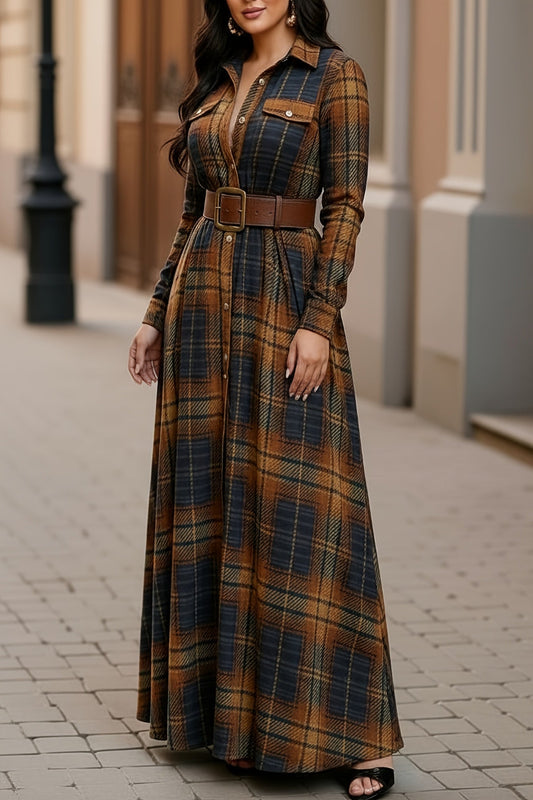 Women’s Plaid Shirt Maxi Dress