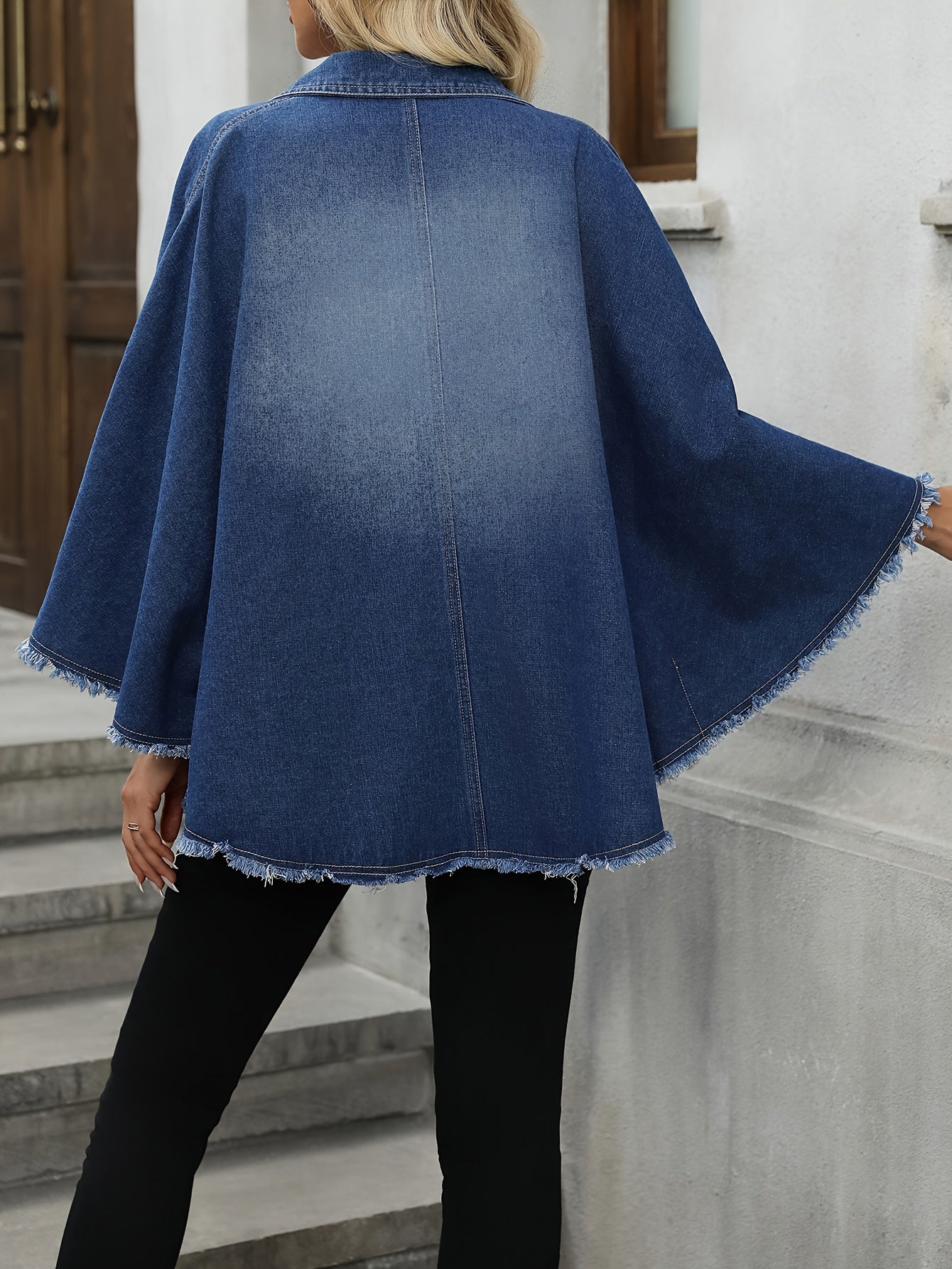 Denim Zipper Cloak Top