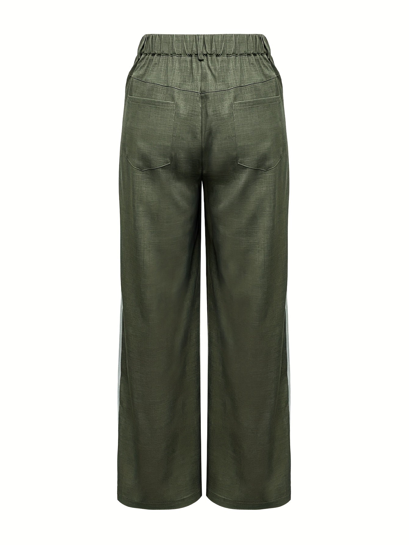 White Piping Stripe Wide-Leg Trousers