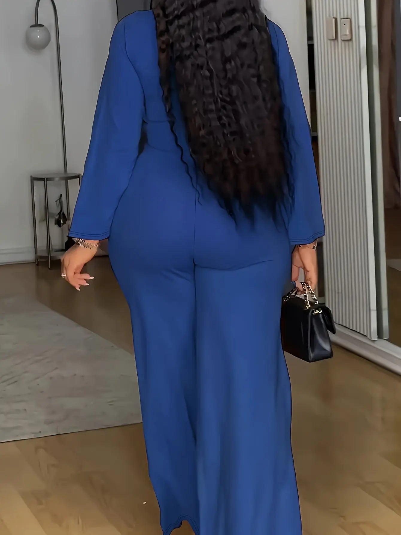 Royal Blue Peek-A-BooWide Leg Jumpsuit Toshe Women's Fashions