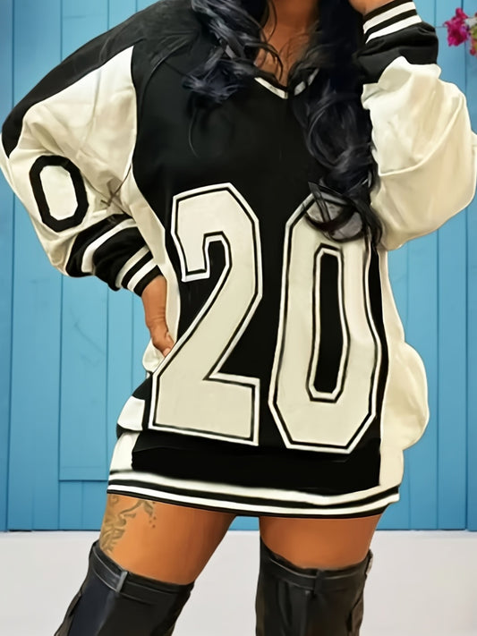 '20' Jersey Style V-Neck Mini Dress