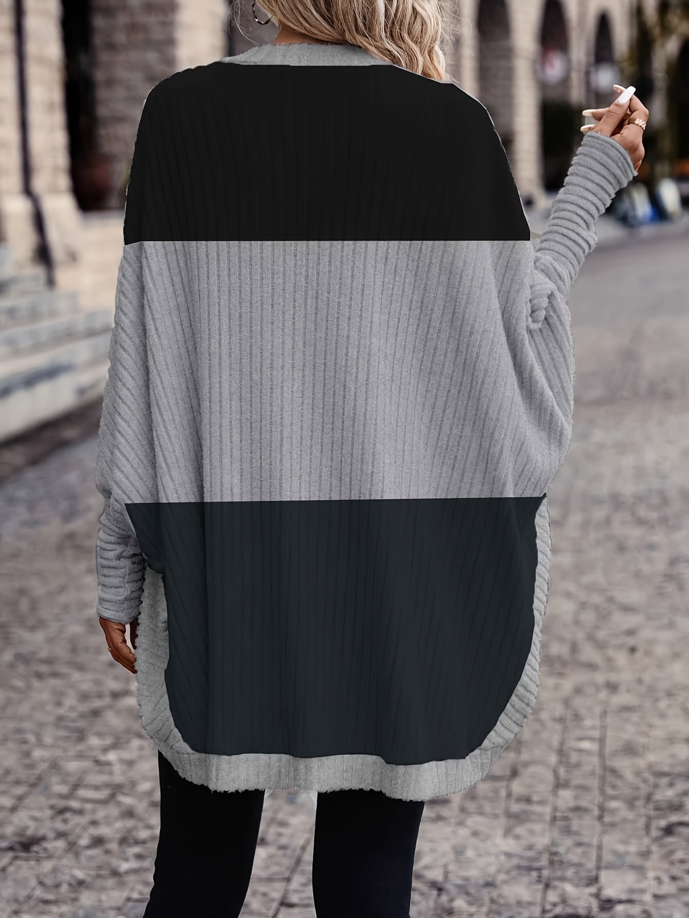 Color-Block Bat Wing Cardigan