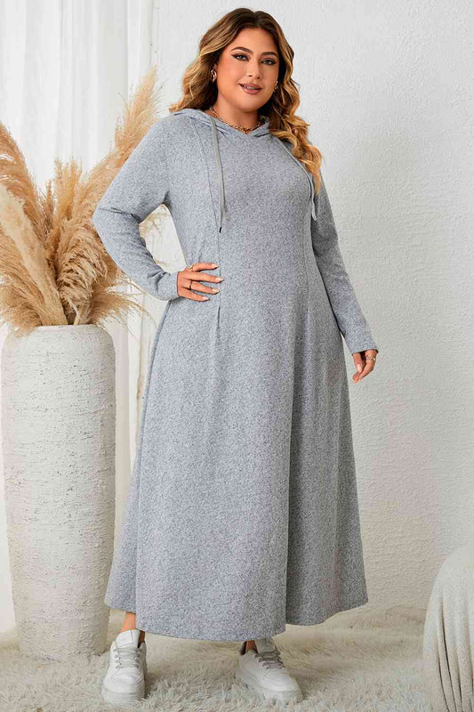 Hooded Heather Gray Maxi Dress - Toshe Women's Fashions